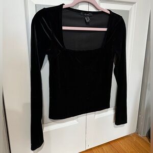 Forever 21 Crushed Velvet Square Neck Long Sleeve